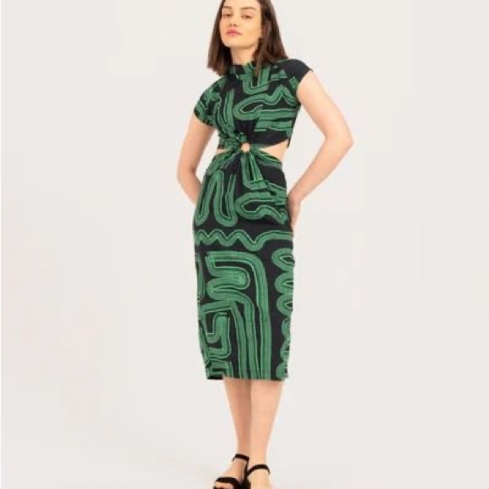 Stylish Green Patterned Dress from Bel Kazan